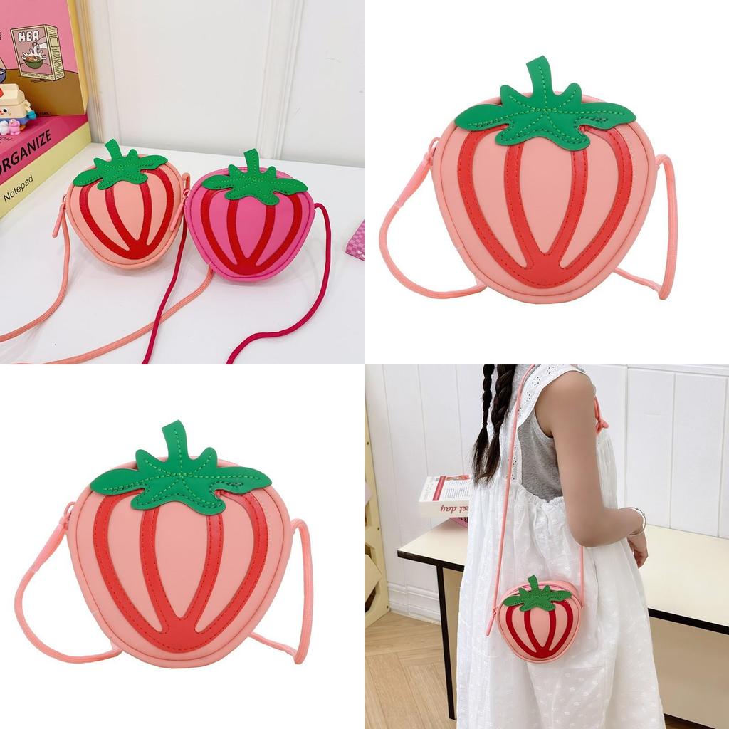 Kids Summer Strawberry Shaped Crossbody Bag With Pu Material For Toddler Outings And Daily Use