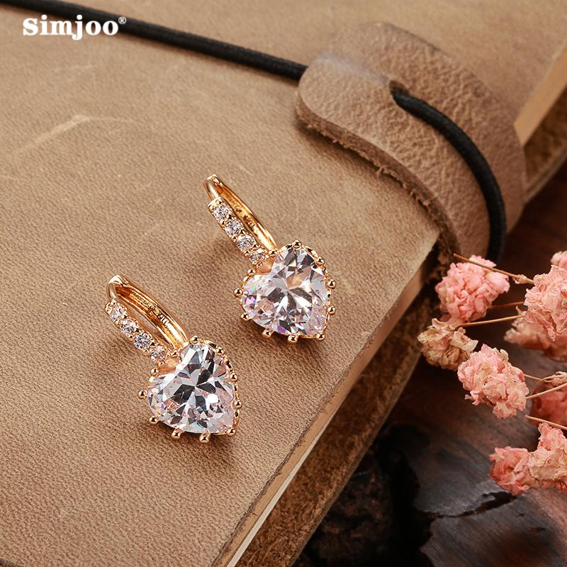 

SIMJOO серьги из розового золота INS модные индивидуальные простые женские серьги с сердечками и цирконием оптом