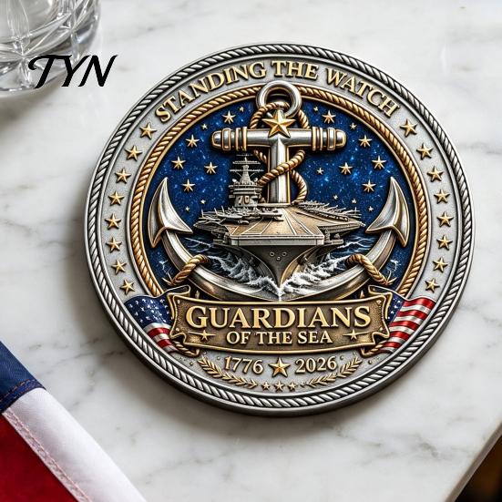 Double-sided Challenge Coin Guardians of The Sea Coin, They Stood Watch Souvenir Carved Engraved Collectible Gift for Navy Veteran Mini