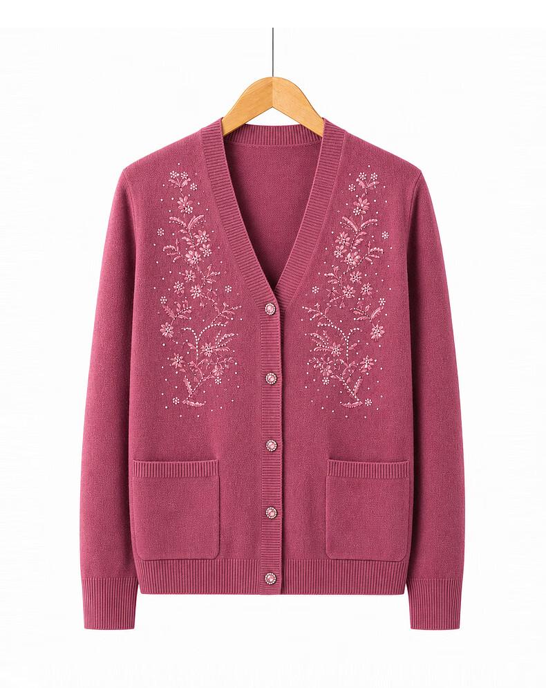 Hodo Women's Floral V-Neck Knit Cardigan