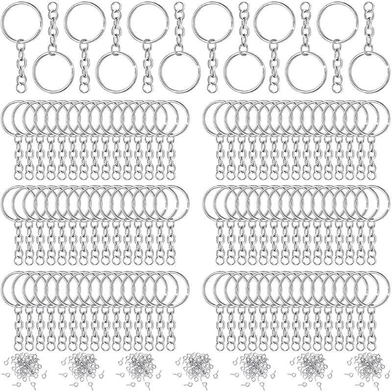 

360 Pcs/Set Split for Key Ring with Chain Open Jump Rings Screw Eye Pins Connector Accessories Silver Golden Alloy Keych срібний
