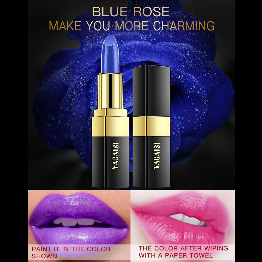 Red, Blue And Black Roses Gradually Change Warm Lipstick, Moisturizing And Moisturizing Festival Stage Makeup Gilt Color-Changing Lipstick