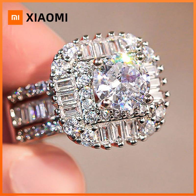 Xiaomi Huitan Luxury Women Ring Full Dazzling Cubic Zirconia Female Finger Trendy Wedding Anniversary Accessories Charming Jewelry Gift