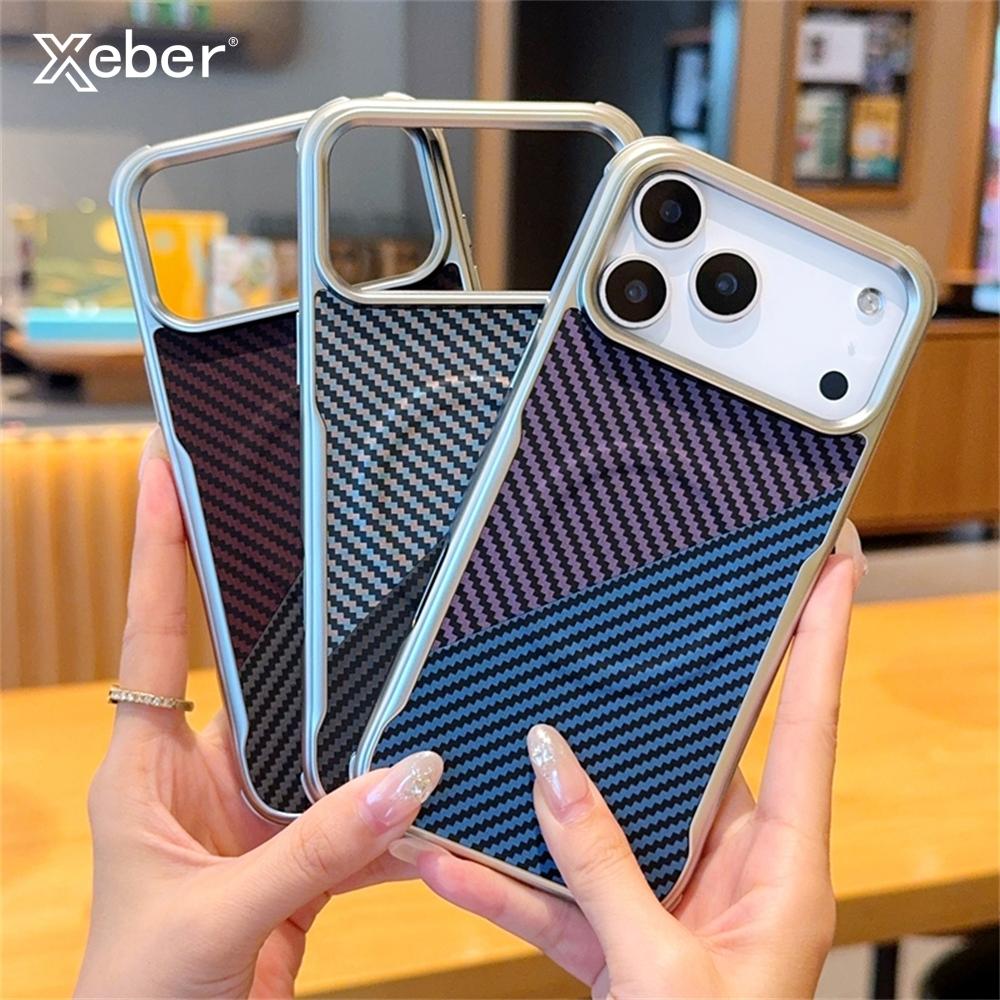 Carbon Fiber Pattern Magnetic Case For iPhone 17 16 15 Pro Max Plus Air For Magsafe Business Shockproof Retro Lines Cover