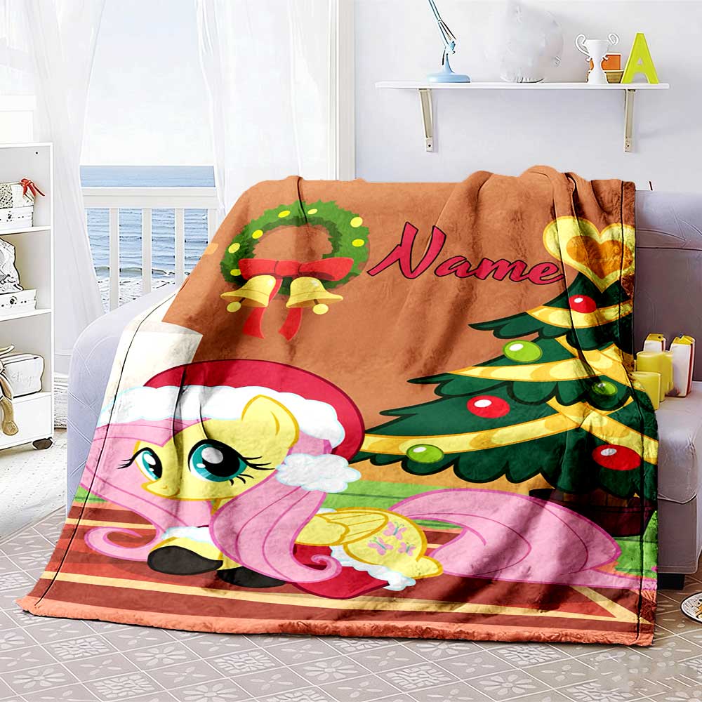 Little Pony (4) Customize Your Name Blanket Multi-purpose Customizable Blanket Durable Comfort Throw For Livingroom Picnics Home Decor Bedding
