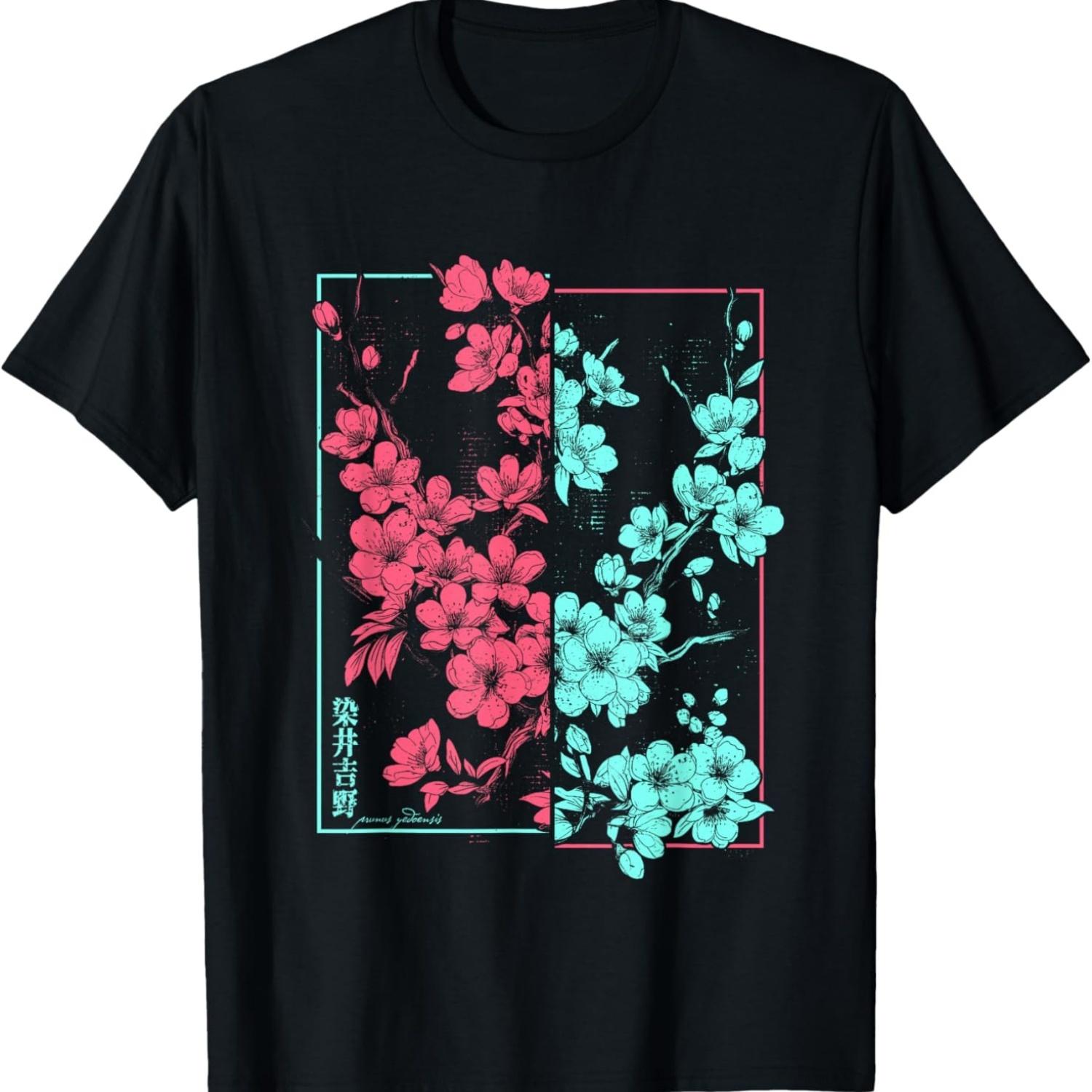Japan Ukyio-e Pop Art Aesthetic Blooming Cherry Blossoms T-Shirt(3) S чёрный