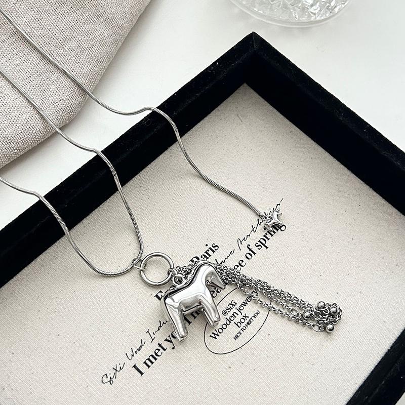 

Кисточка Подвеска Пони Выдвижное Длинное Ожерелье Для Женщин Цепочка Змейка Аксессуары Цепочка для Свитера