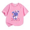 2023 Year of the Rabbit Cute Purple Bunny Lollipop Graphic T-Shirt for Boys Girls 100% Cotton Casual O-Neck Short Sleeve Soft Breathable Kids Summer T