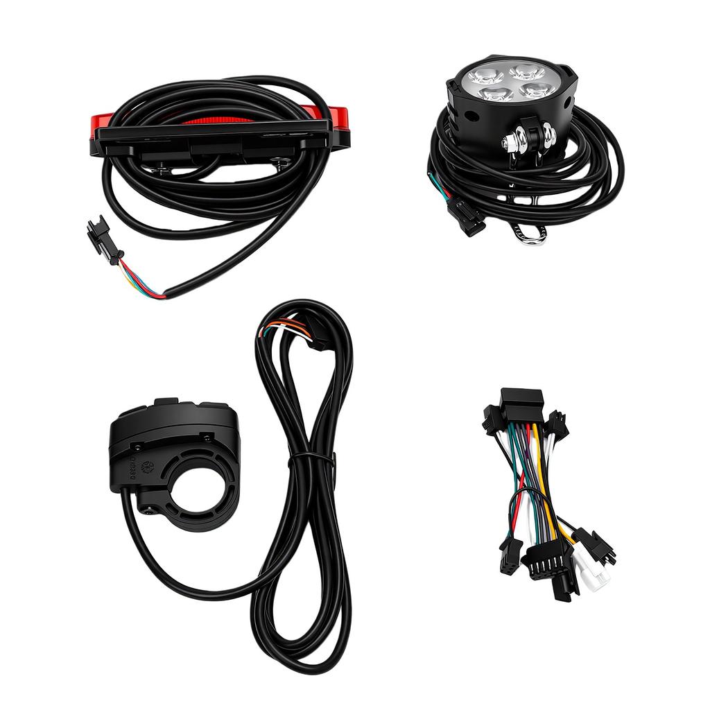 Electric Bike Light Set LED Headlight Tail Light with Handlebar Control Switch for Electric Bicycle Accessories