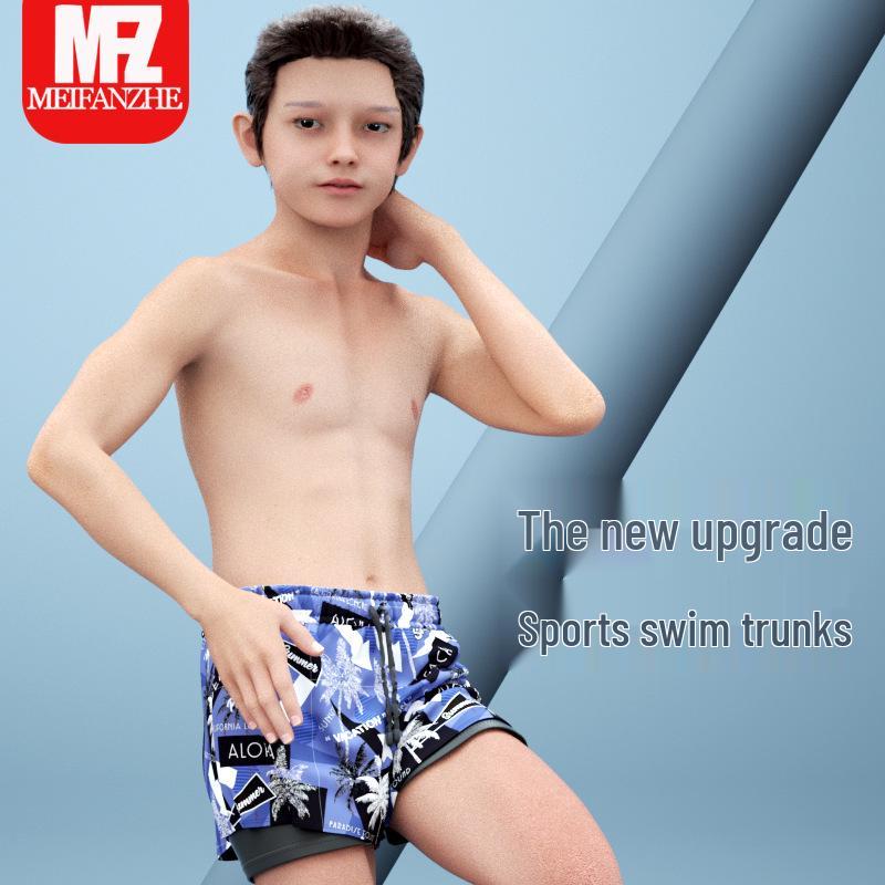 Professionelle Schnelltrocknende Jungen-Badehose: Doppellagiges Anti-Peinlichkeits-Set für mittlere und große Kinder