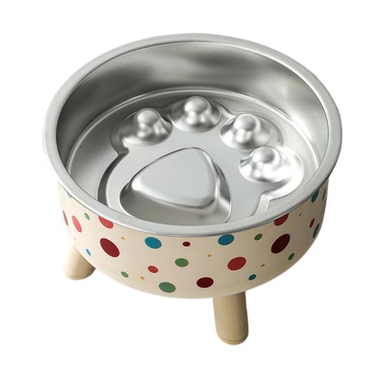 Slow Eating Bowl for Cats Elevated Cat Bowl, Removable Stainless Steel Inner Feeder Pet with Non-slip Stand Small Dogs Neck Protection