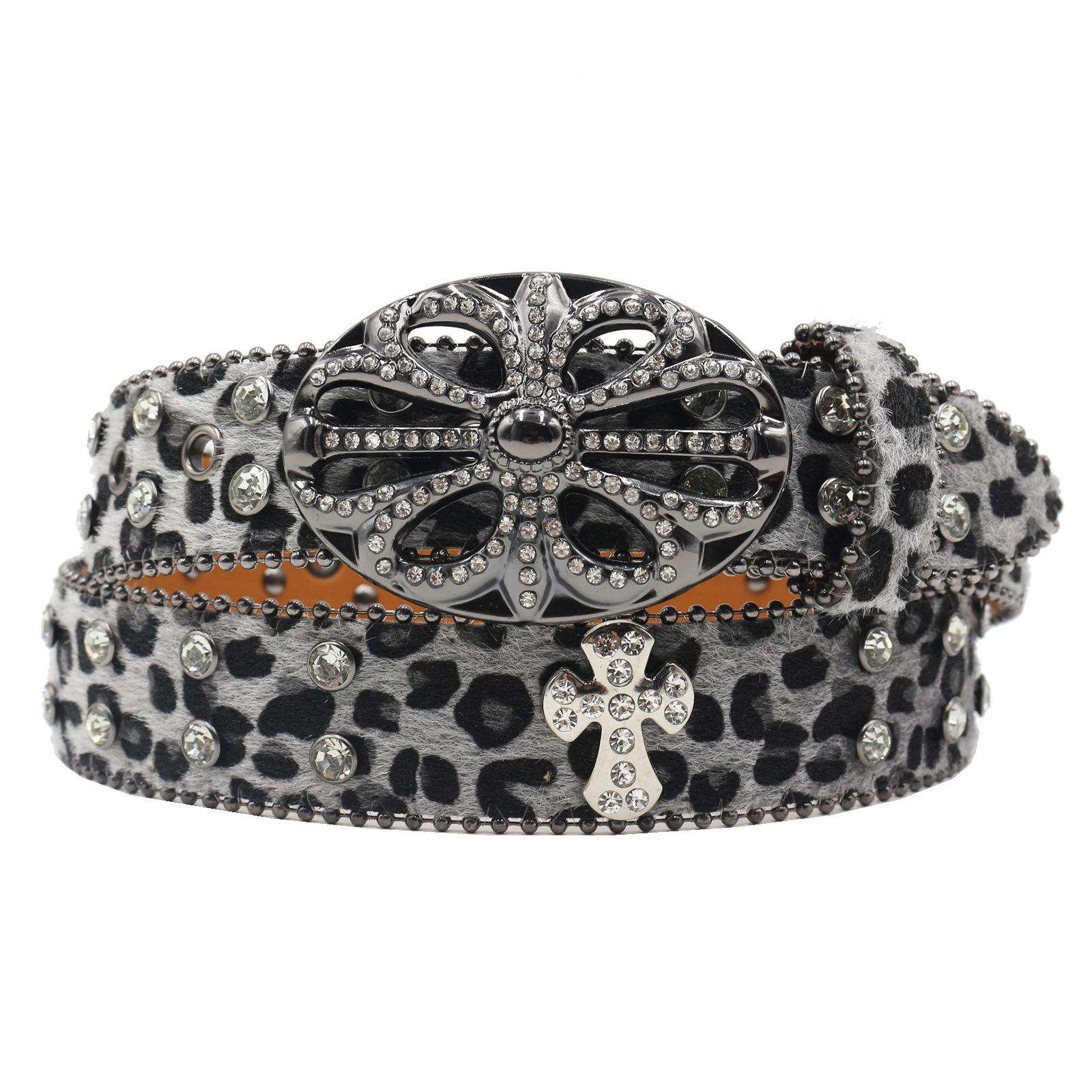 

Bohemian Belt Women s Design Niche Leopard Print Rhinestone Belt Belt Versatile Waist Rope Ethnic Style Decoration Trend 105cm