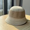 Spring and Summer New Korean-style Hollow-out Knitted Fisherman Hat for Women, Versatile for Outings, Color-blocking, Sun Protection, Makes the Face
