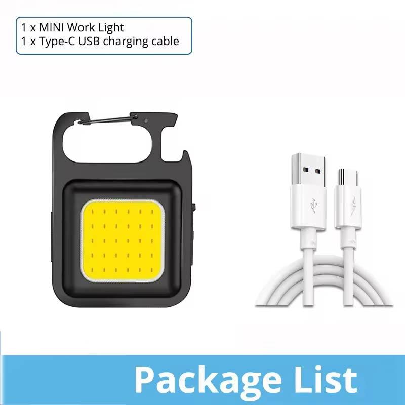 Mini COB Keychain Light Multifunctional 3 Modes Glare LED Pocket Work Lights Portable Flashlight Outdoor Camping Corkscrew Lamps