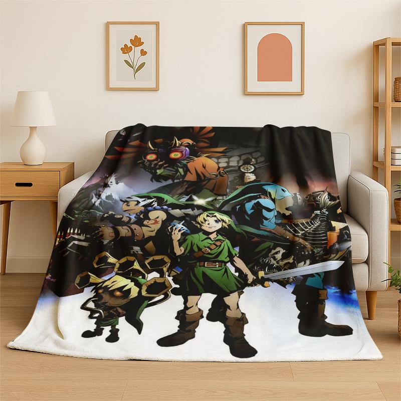 Classic Game Z-Zelda Cartoon Link Flannel Blanket Soft Warm Throw Blanket for Bedroom Living Room Bed Travel Camping Picnic