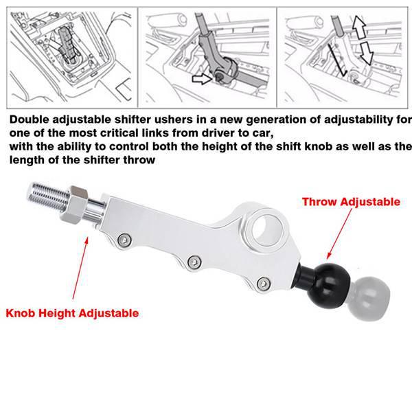 Silver Aluminum Adjustable Short Car Shifter