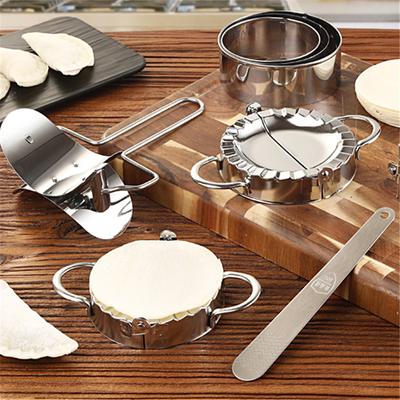 1Pc Dumpling Mold Maker Machine Dough Circle Roller Wrapper Cutter Stainless Steel Home Kitchen Baking Pie Pizza Pastry Tools