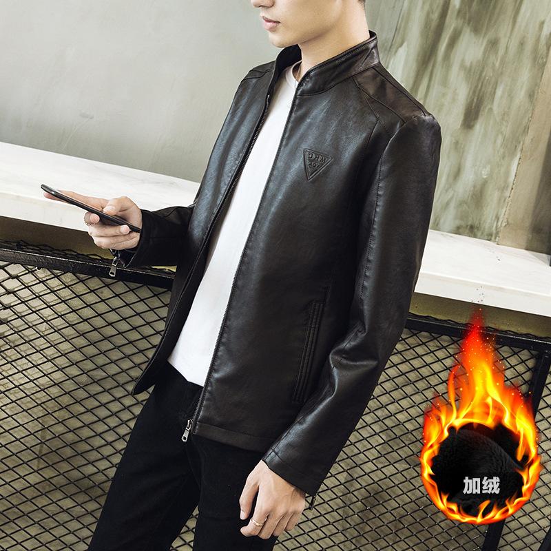 Fashion men's stand-up collar washed pu leather jacket jacket new slim men's leather jacket