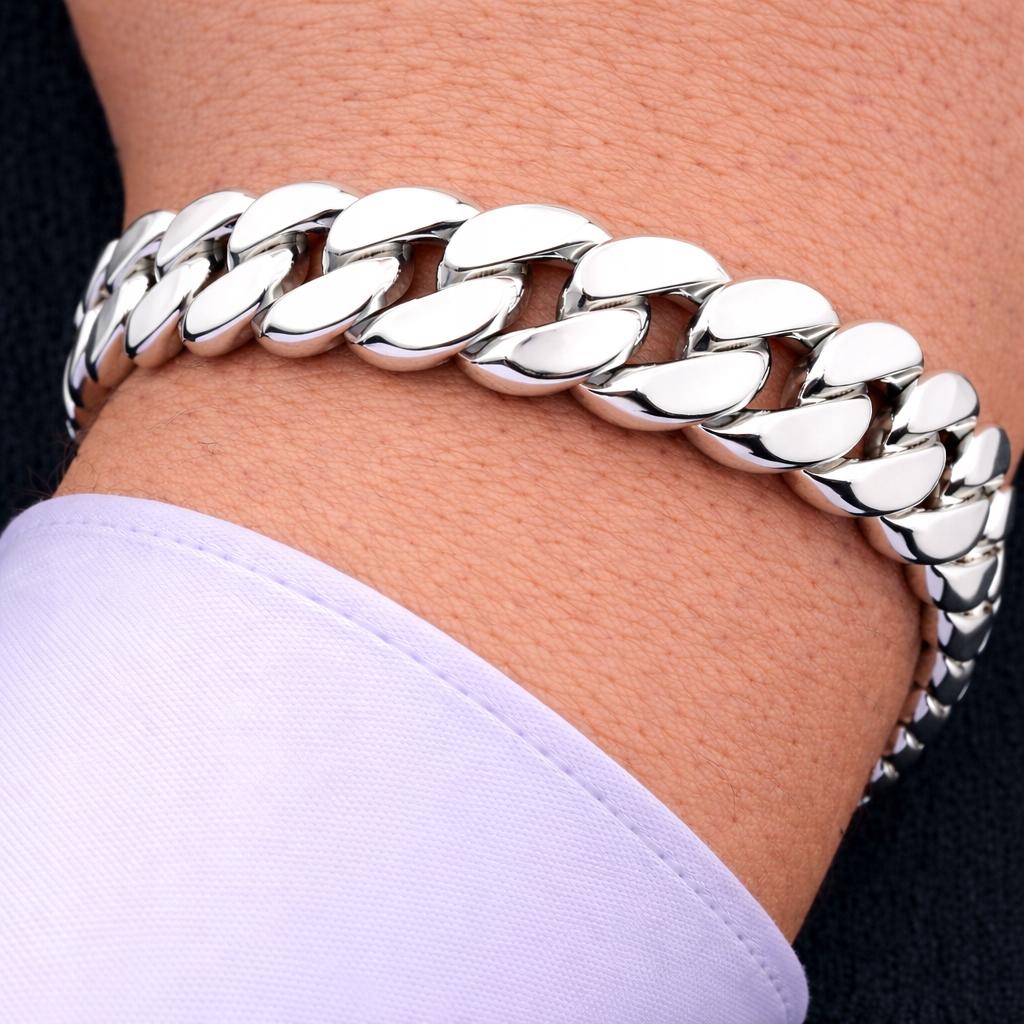 THICK SILVER Men' Bracelet 15mm SILVER 925 Italian Cuirass Bracelet