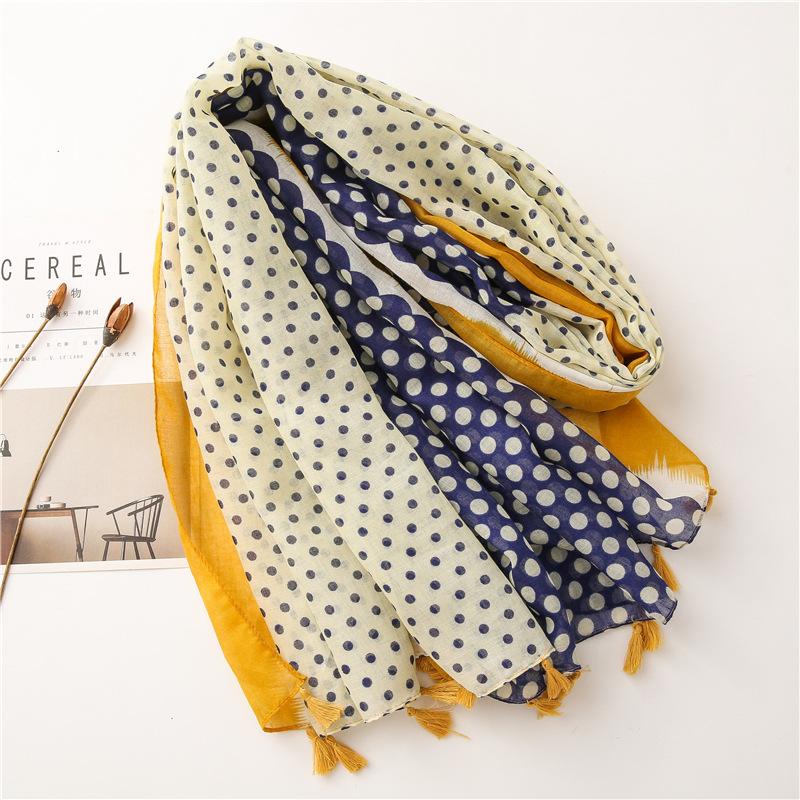 New Fashion Print Summer Women cotton Scarf Polka Dot Beach Hijab Shawls and Wraps Female Foulard Echarpe Designer Bandana