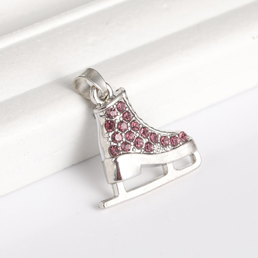 Rhinestone Ice Skating Charm for Necklace Bracelet Keychain Jewelry Making Metal White Enamel Pendants Accessories