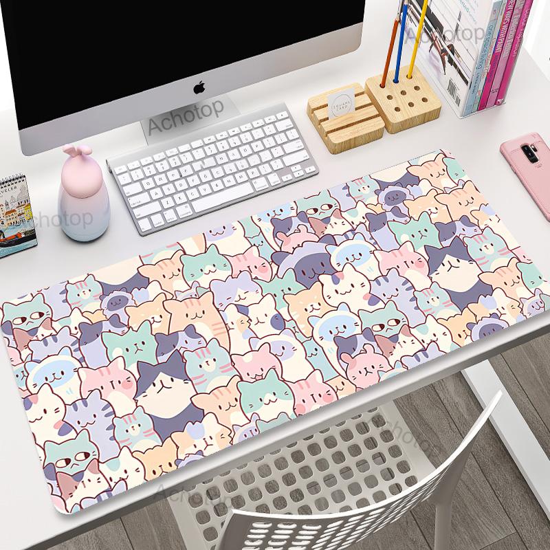 Kawaii Cat Gaming Mouse Pad x Deskpad XXL Large Desk Mat Keyboard Pad Surface for Computer Mousepad Gamer Computer Mat Rug