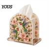 Decorative Tabletop Tissue Dispenser DIY Christmas Faux Pearl Art Painting Box Holder, 3D Rhinestone Beads Square Cover Gem Holder for Winter