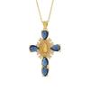 Copper Plated 18K Gold Cross Pendant Necklace with Multi-color Zircon Embellishments
