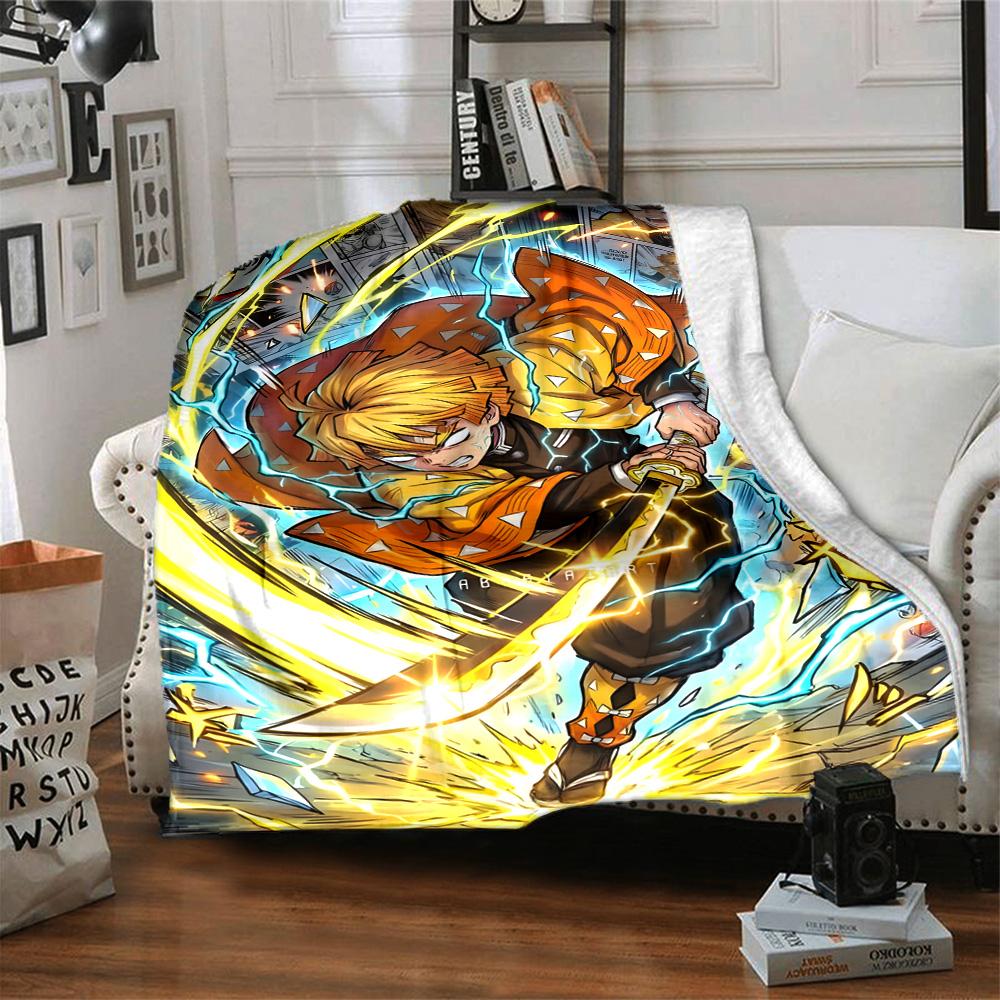 1pc Agatsuma Zenitsu Blanket, Gift, for Men and Women, Soft Blanket, Good for Sofa Bed Couch Travel, Lightweight Flannel Blanket