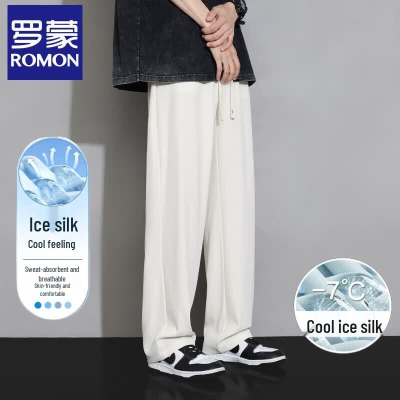 Men s Ice Silk Straight Leg Casual Pants L