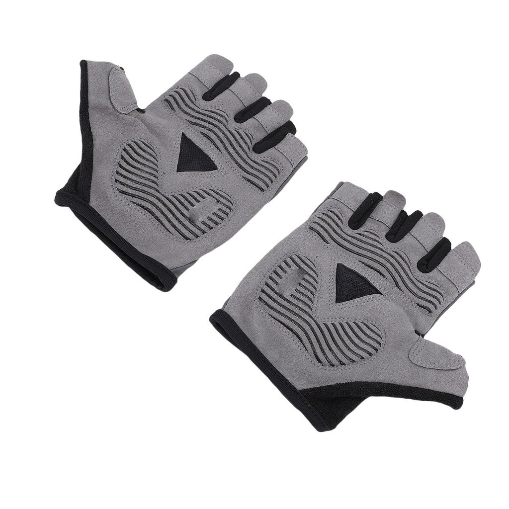 Cycling Gloves Grey Elastic Anti Slip Breathable Shock Absorbing Half Finger Bike Gloves for Road Bi