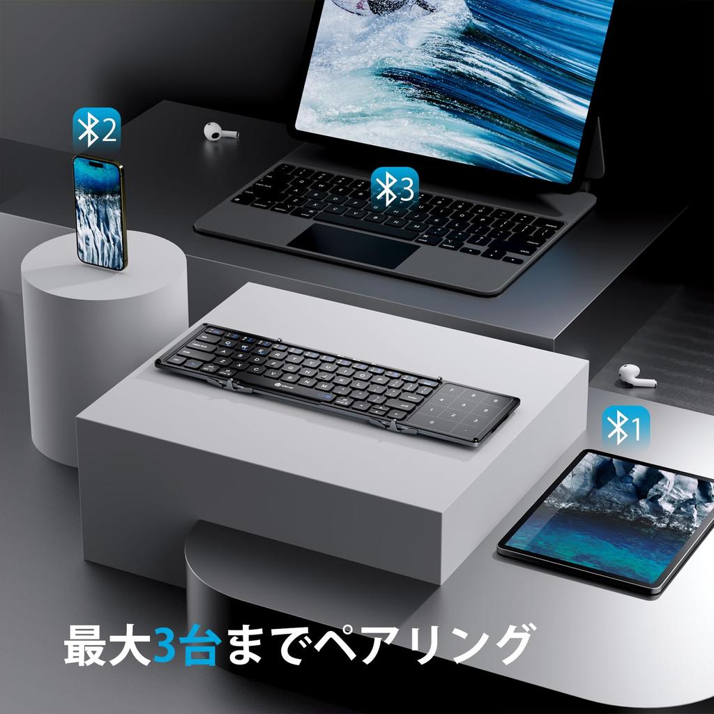 iClever Folding Keyboard Bluetooth Wireless Folding Mobile Keyboard Keypad US Layout Charging Compact For Stand Included Compatible with BK18