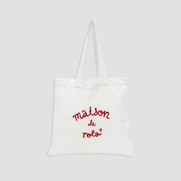MAISON DE ROLA EMBROIDERY BAG WHITE