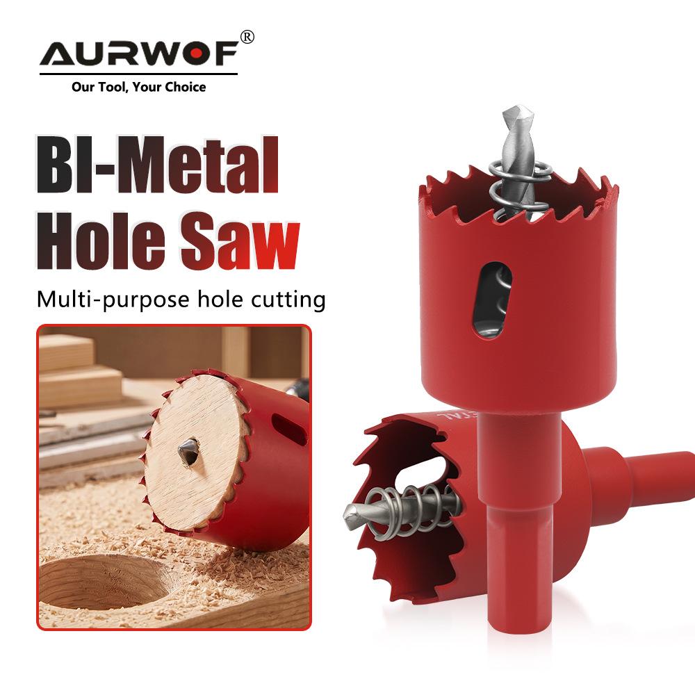 M42 Red Bi-Metal Hole Saw Set for Plasterboard and Woodworking