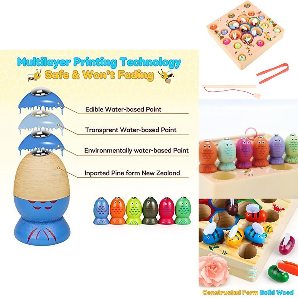 Engaging Wooden Fishing Game Toys For Boys And Girls With Magnetic Elements