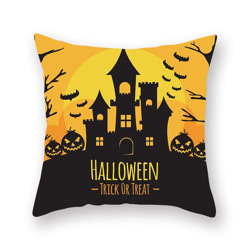 Halloween Pillow Cover Cartoon Pumpkin Head New Peach Skin Cushion Cover Sofa Cushion
