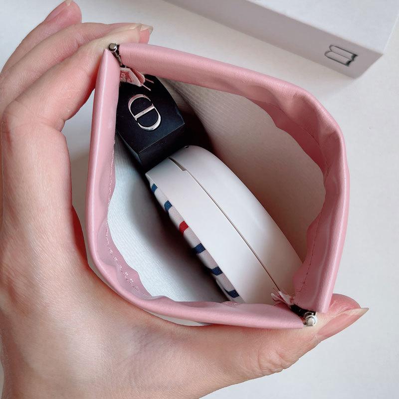 Portable Solid Color PU Waterproof Makeup Bag