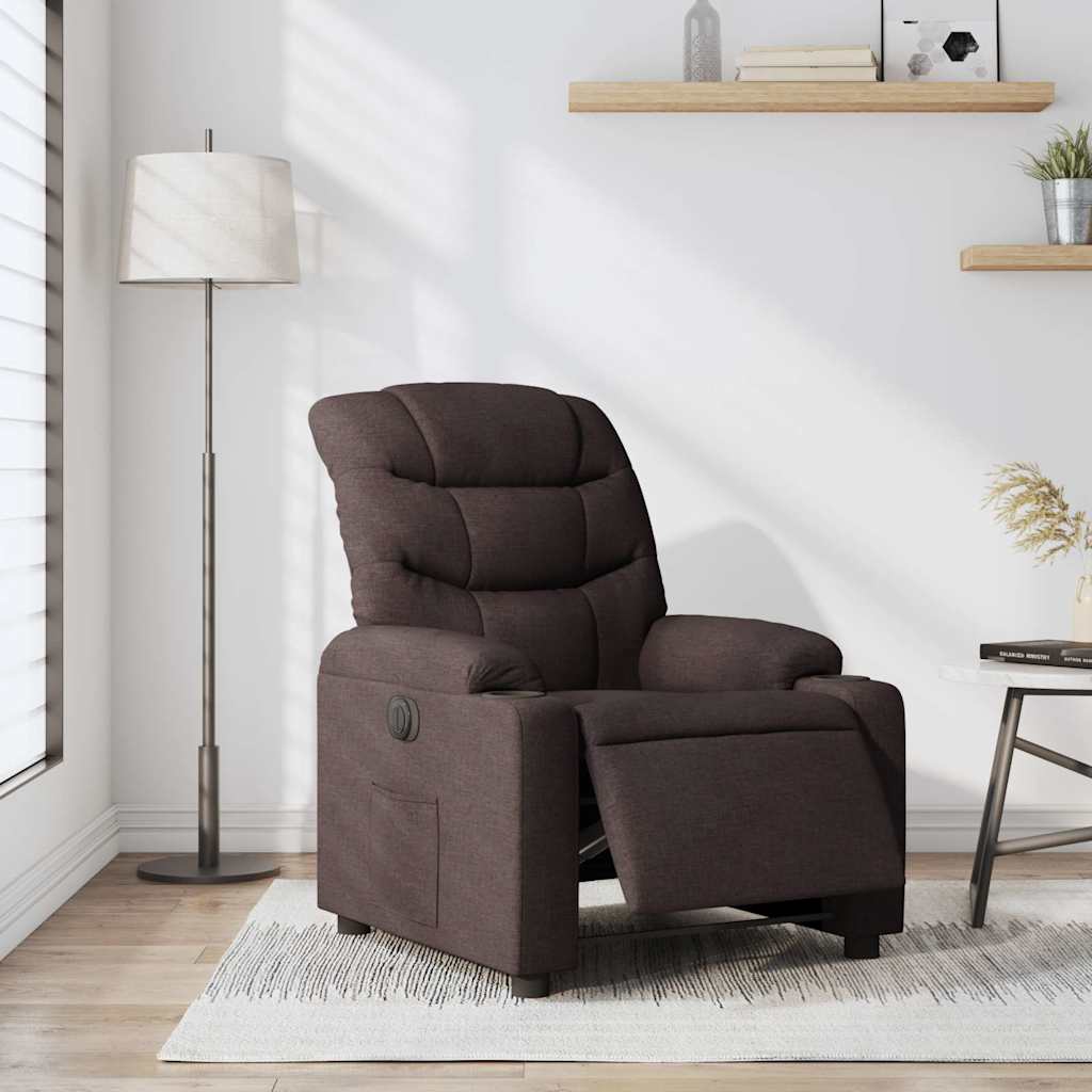 Electric Recliner Dark Brown Fabric