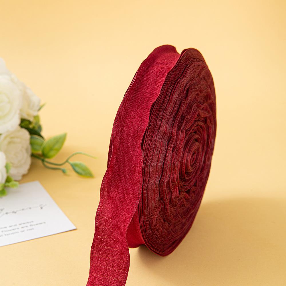 

2.5cm Small Fresh Large Pleated Ribbon with Lotus Leaf Edge and Bow Tie Bubble Pleated Decorative Woven Strap 4.2m бордовый