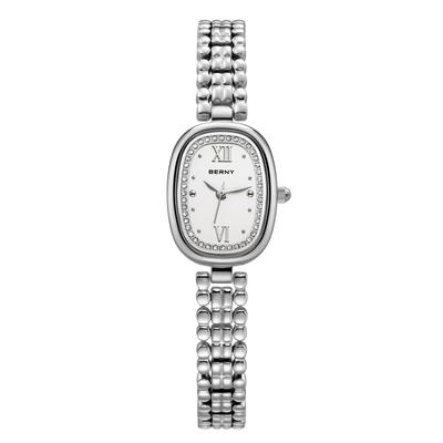 BERNY Quartz Oval Watch for Women Luxury Exquisite Diamond Women's Watch Waterproof Versatile Jewelry Bracelet Ladies Wristwatch