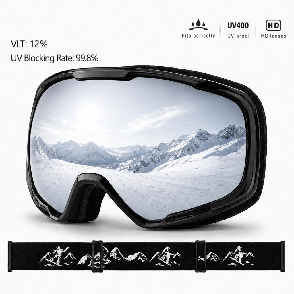 Double-layer anti-fog children's ski goggles, high-definition, UV-resistant, spherical lenses, outdoor mountaineering, windproof, and snowproof