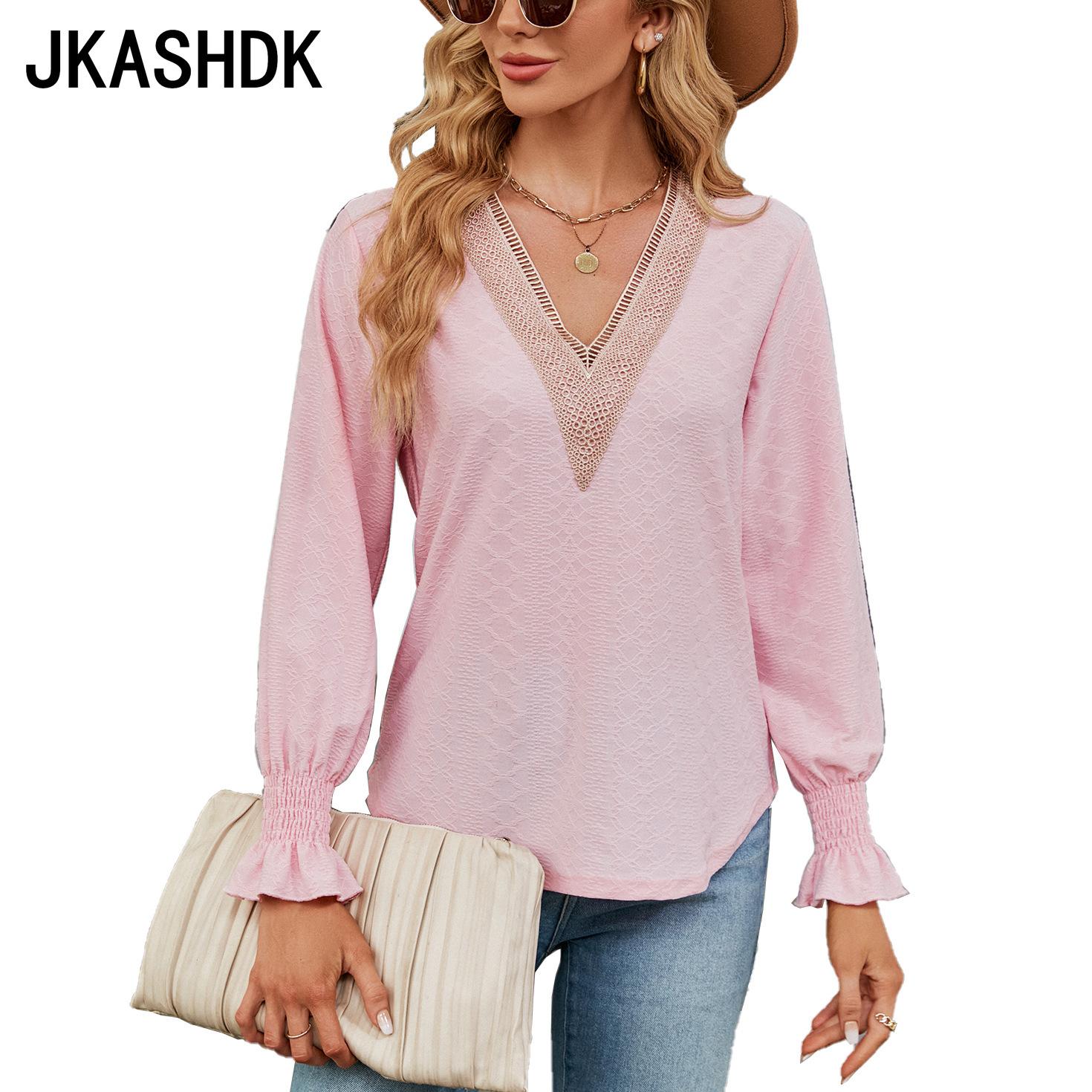 JKAASHDK женские модные повседневные однотонные принты весенне-осенние блузки и рубашки — фото 6