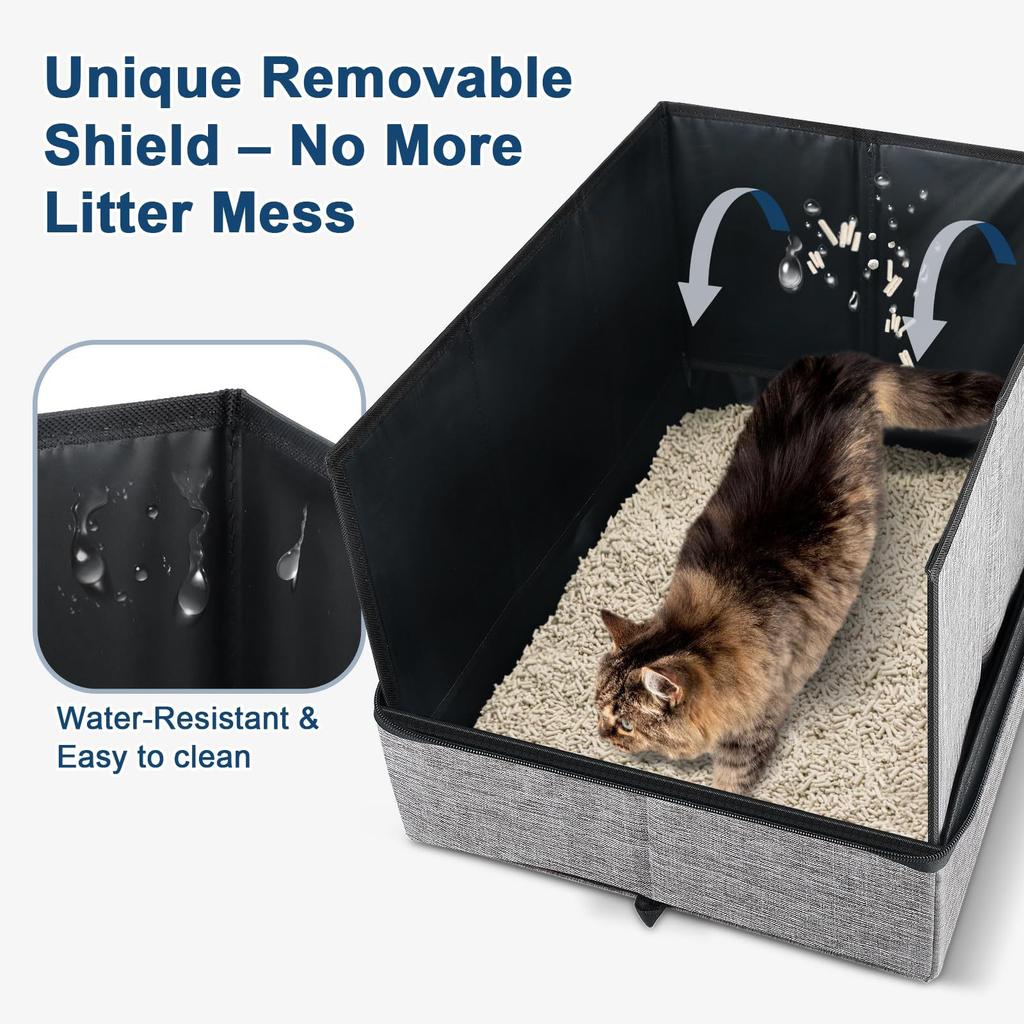 Travel Litter Box for Cat,Collapsible Cat Litter Box with Compact Fold,Hard Bottom & Easy Carry for Car/Hotel/Airplane On-The-Go