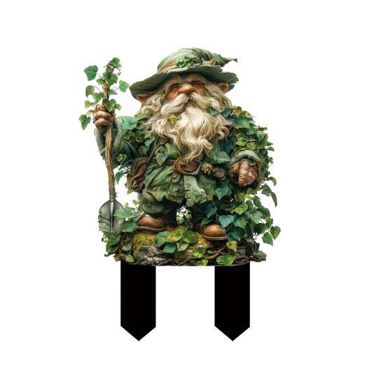 Leaf Gnome Garden Stake Forest Dwarf Yard Art Stake Fairy