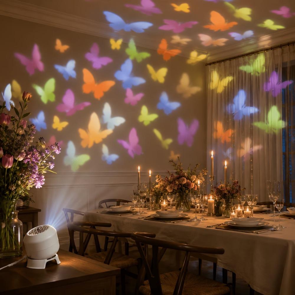 **Luz de Projeção LED de Natal Múltiplos Padrões Coloridos Giratórios Decoração Ambiente de Halloween**
