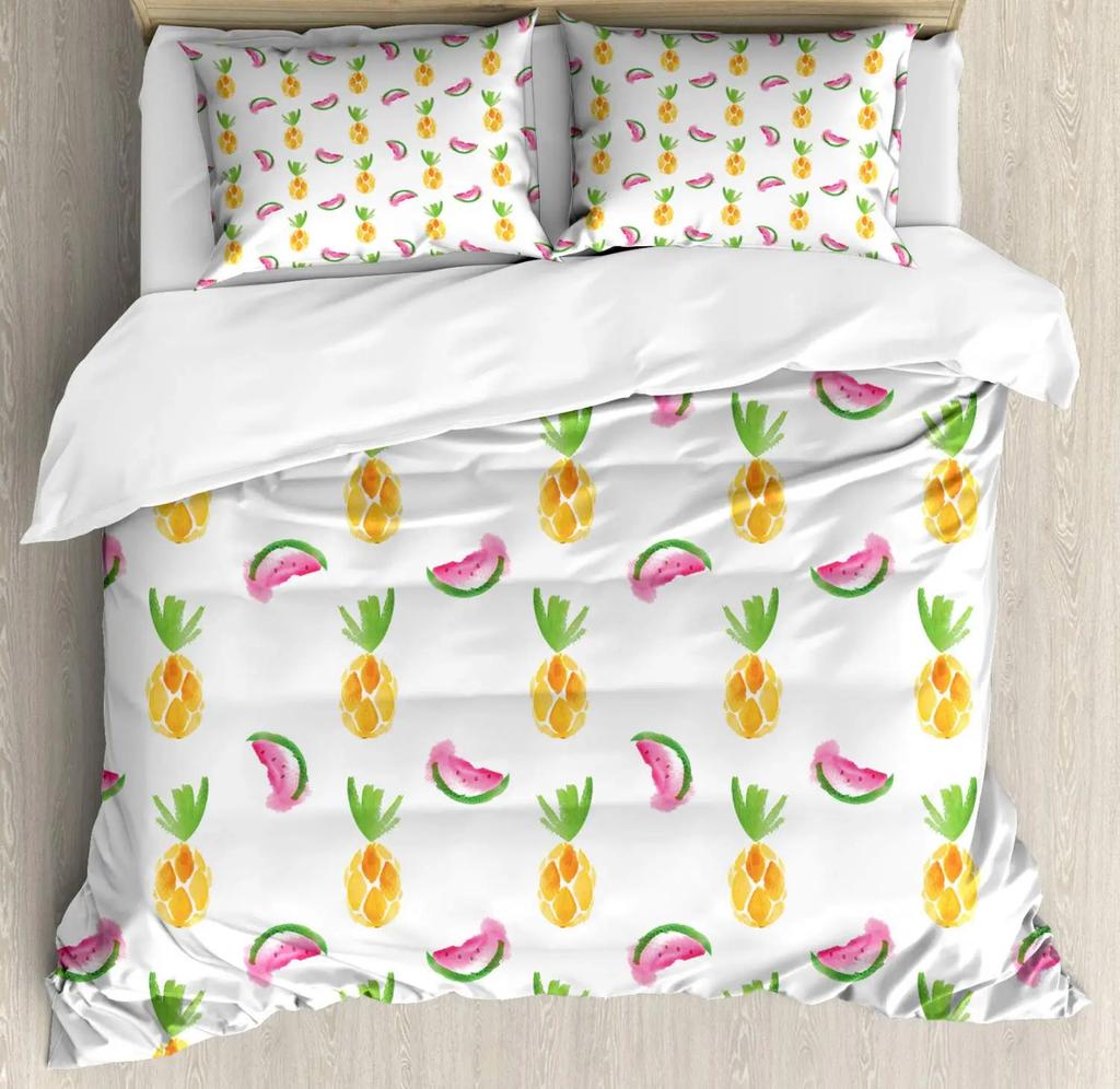 Pineapple Duvet Cover Set Fruit Pineapple Print Single Queen Bedding Set for Kids Adults Bedroom Luxury Decor King Duvet Covers