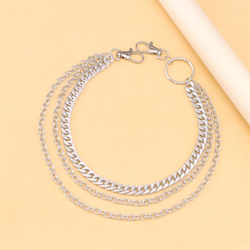 Layer 3 Punk Style Metal Fashion Jeans Chain Accessories Pendant Versatile Pants Key Chain Hip-Hop Waist Chain