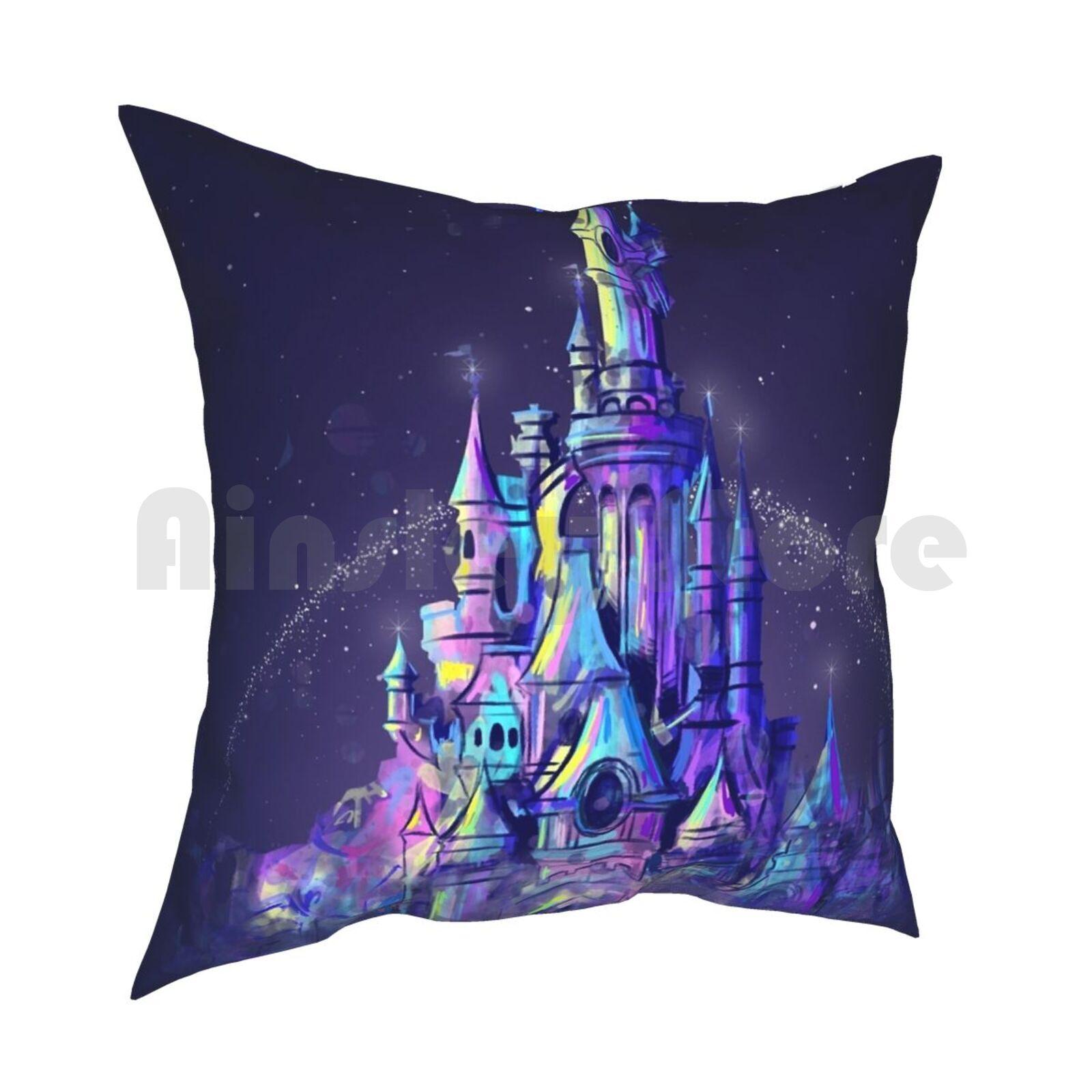 Magic Princess Fairytale Castle Kingdom Pillow Case Printed Home Soft DIY Pillow Cover Magic Kingdom World Castle Castle 30x30cm 12x12in