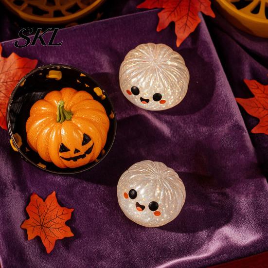 Anxiety Relief Toy 1/5Pcs Halloween Dumpling Stress Toy, Pumpkin Ghost Eyeball Steamed Bun Squeeze Sensory Ball Fidget for Adults Kids