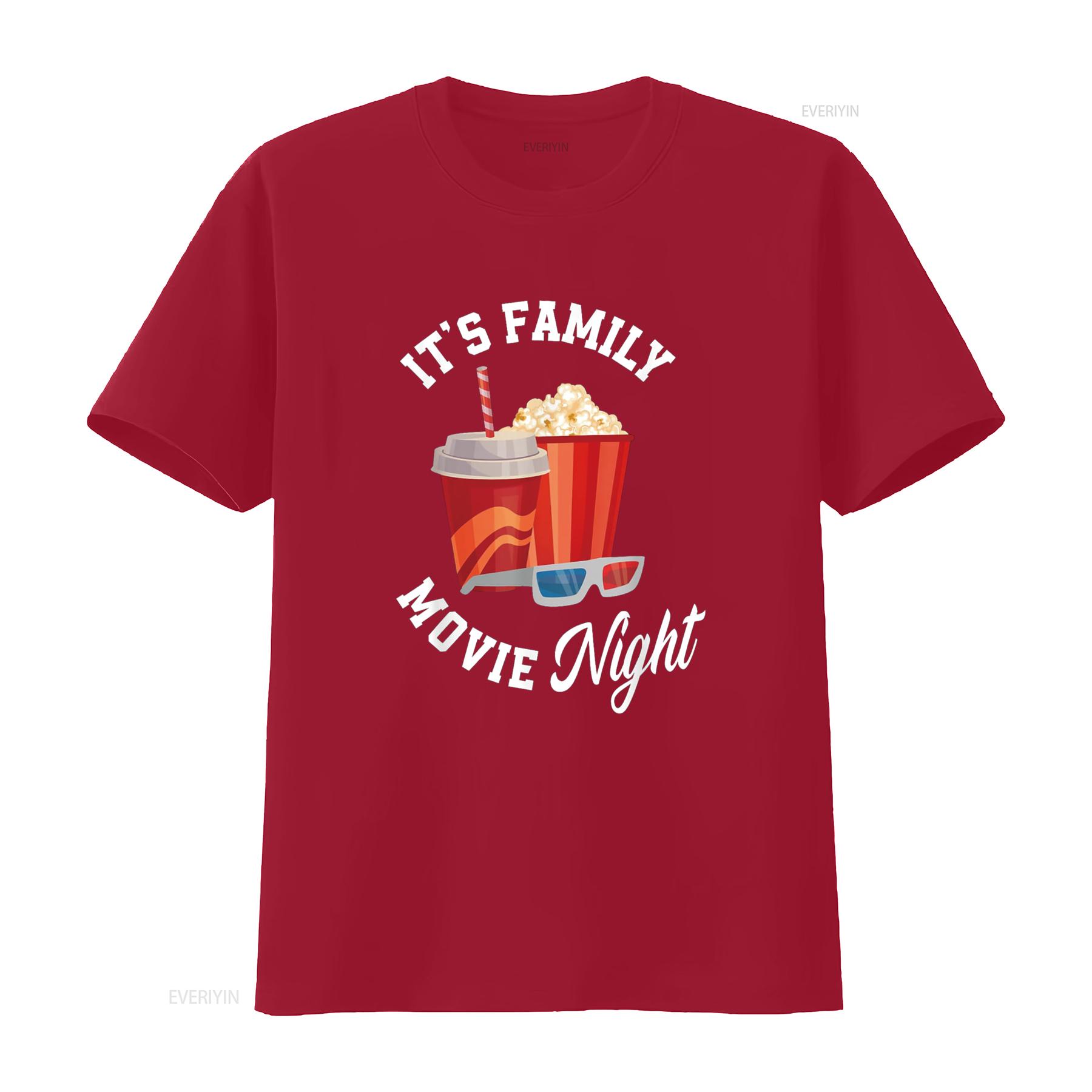 It s Family Movie Night Cinema Popcorn Film Lover T Shirt vintage Washed Stretched Slightly Casual Versatile Unisex Comfortable S